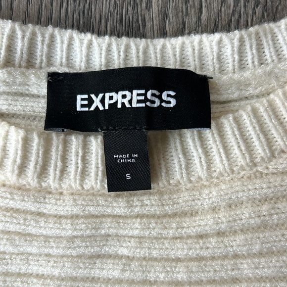 Express Sweater Blue Green Color Block Ribbed Dolman Sleeve Sweater Size Small - Picture 8 of 16